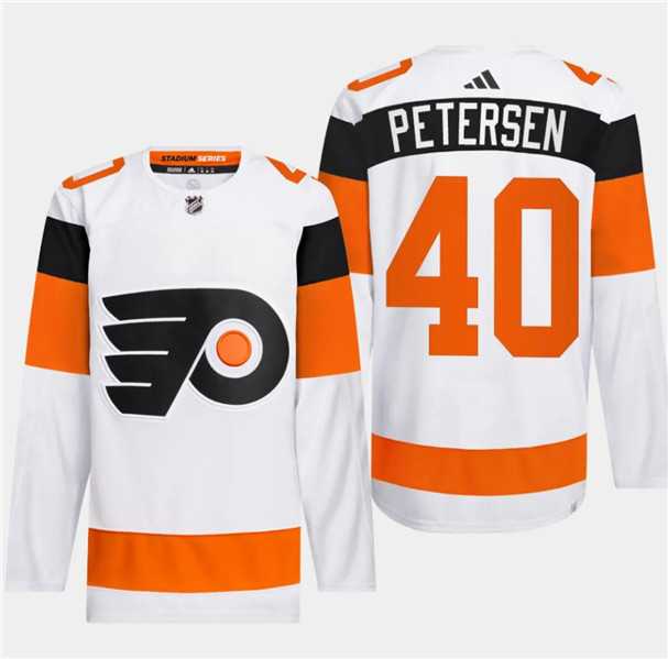Men's Philadelphia Flyers #40 Cal Petersen White 2024 Stadium Series Stitched Jersey Dzhi